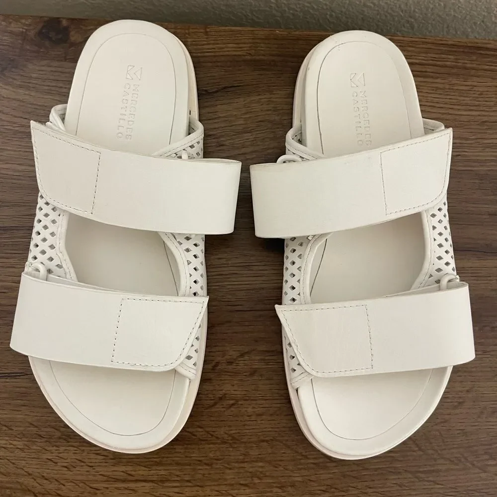 MERCEDES CASTILLO White Slide Sandals